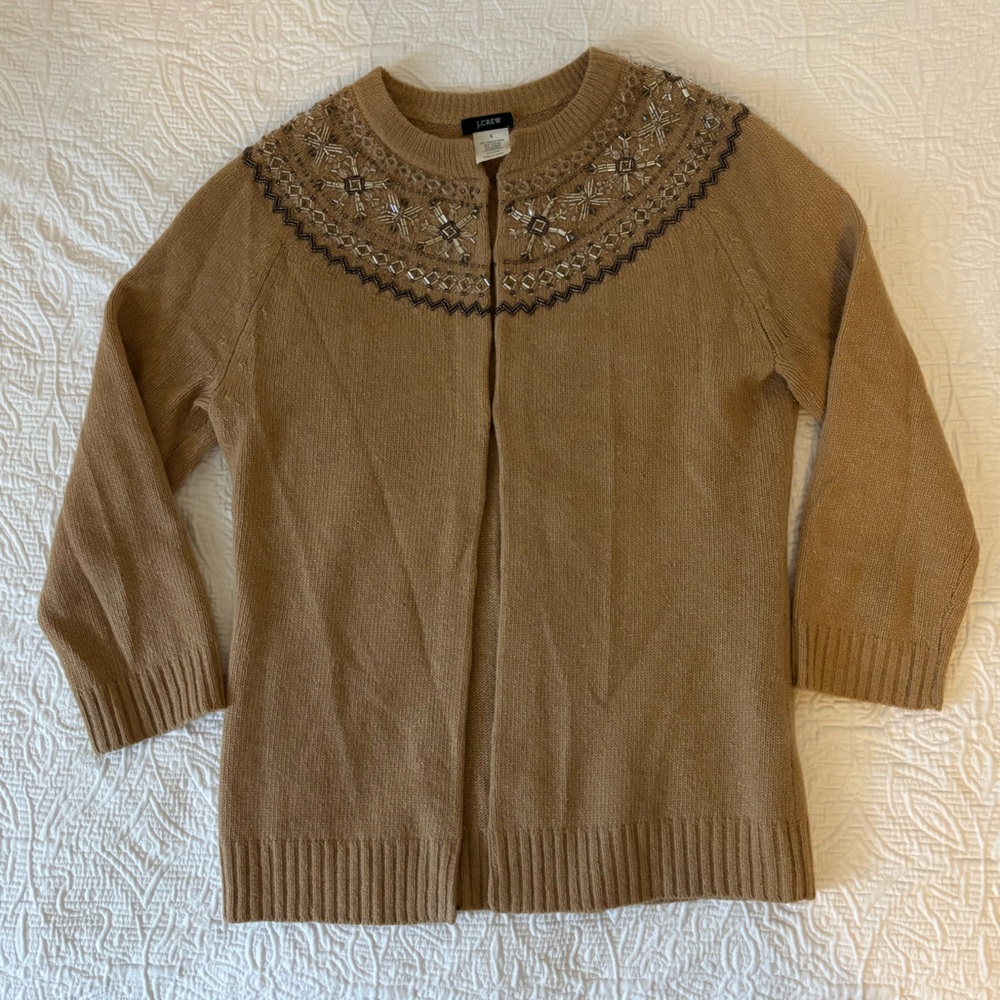 J. Crew - embellished collar wool cardigan - size s small